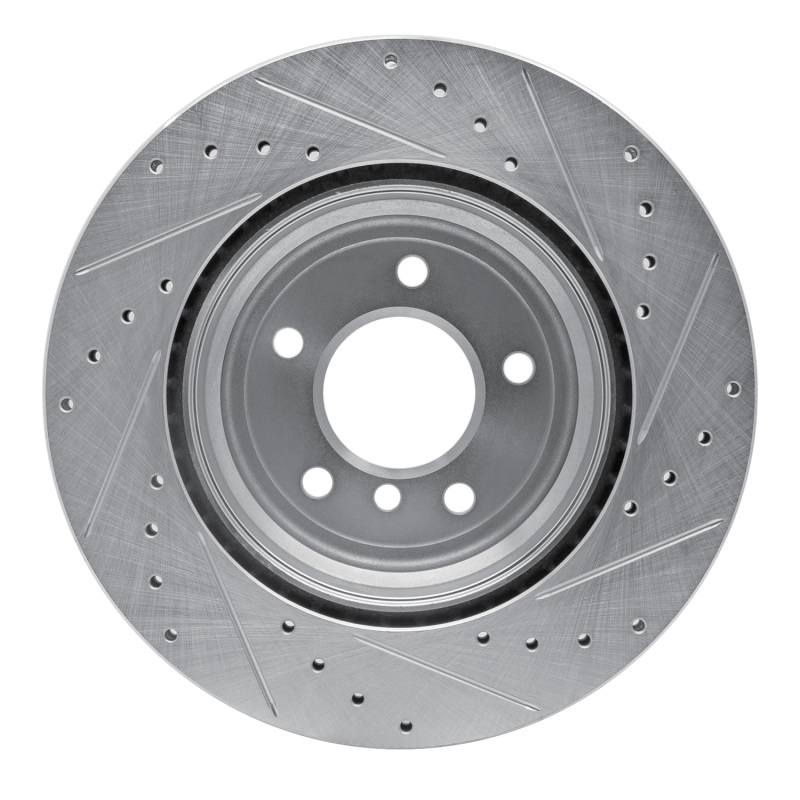 BMW 135I Brake Rotor (1) - Rear Left - R1 Concepts - Drilled & Slotted - Silver - `08-`13